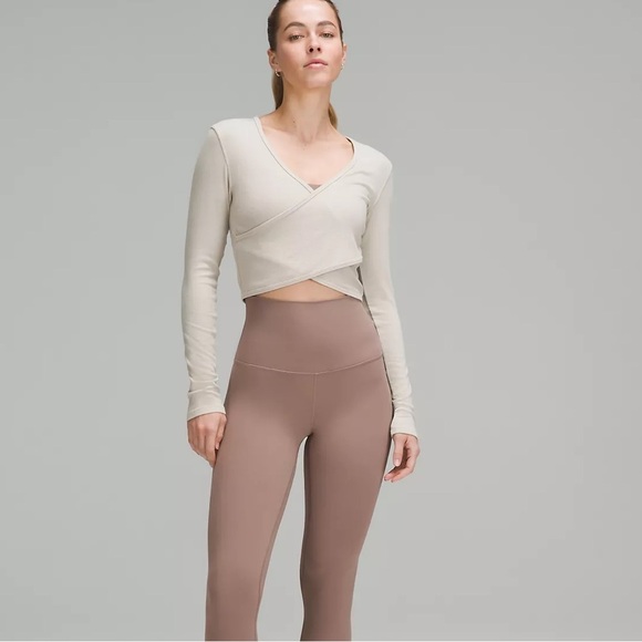 Lululemon Wrap-Front Ribbed Long-Sleeve Top- 6 - Picture 1 of 4